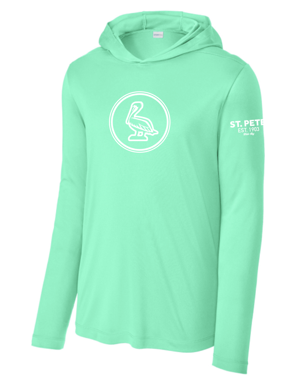 St. Pete Pelican UPF 50 sun protection shirts in mint